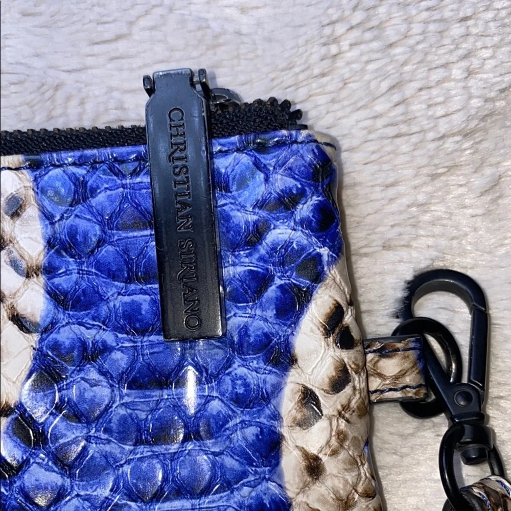 Blue and Yellow Snakeskin Wristlet with Luxurious Gloss